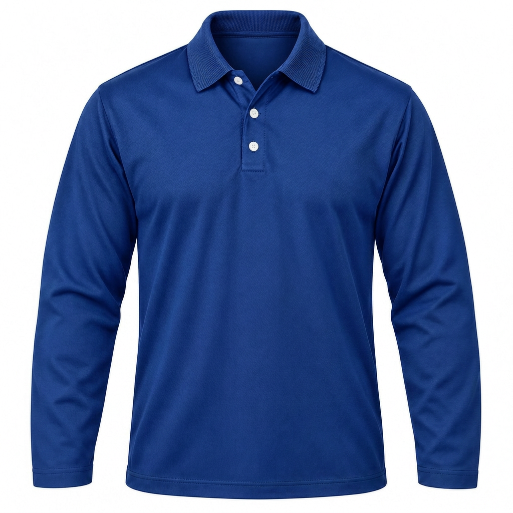 Men's Harvard Golf Shirt, Fitted Long Sleeve, 180g Cotton, Knitted Collar