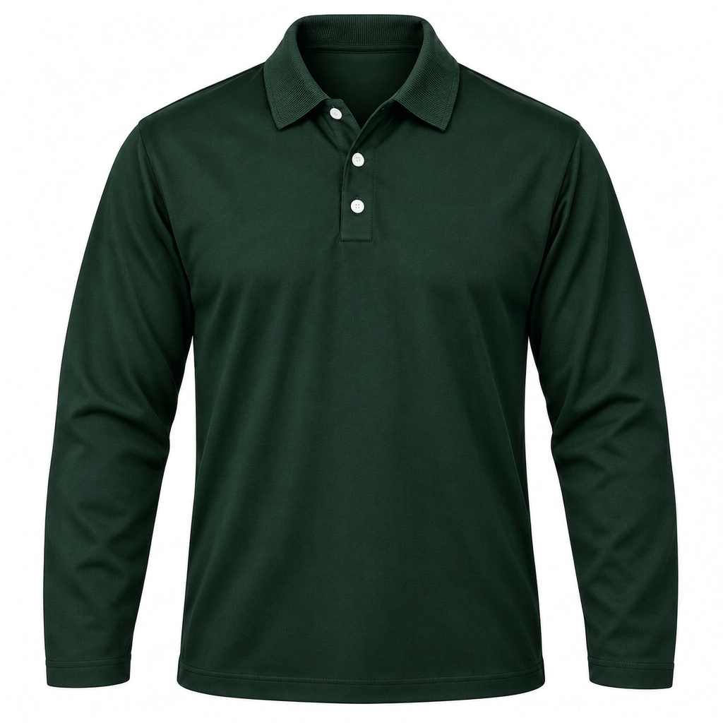Men's Harvard Golf Shirt, Fitted Long Sleeve, 180g Cotton, Knitted Collar