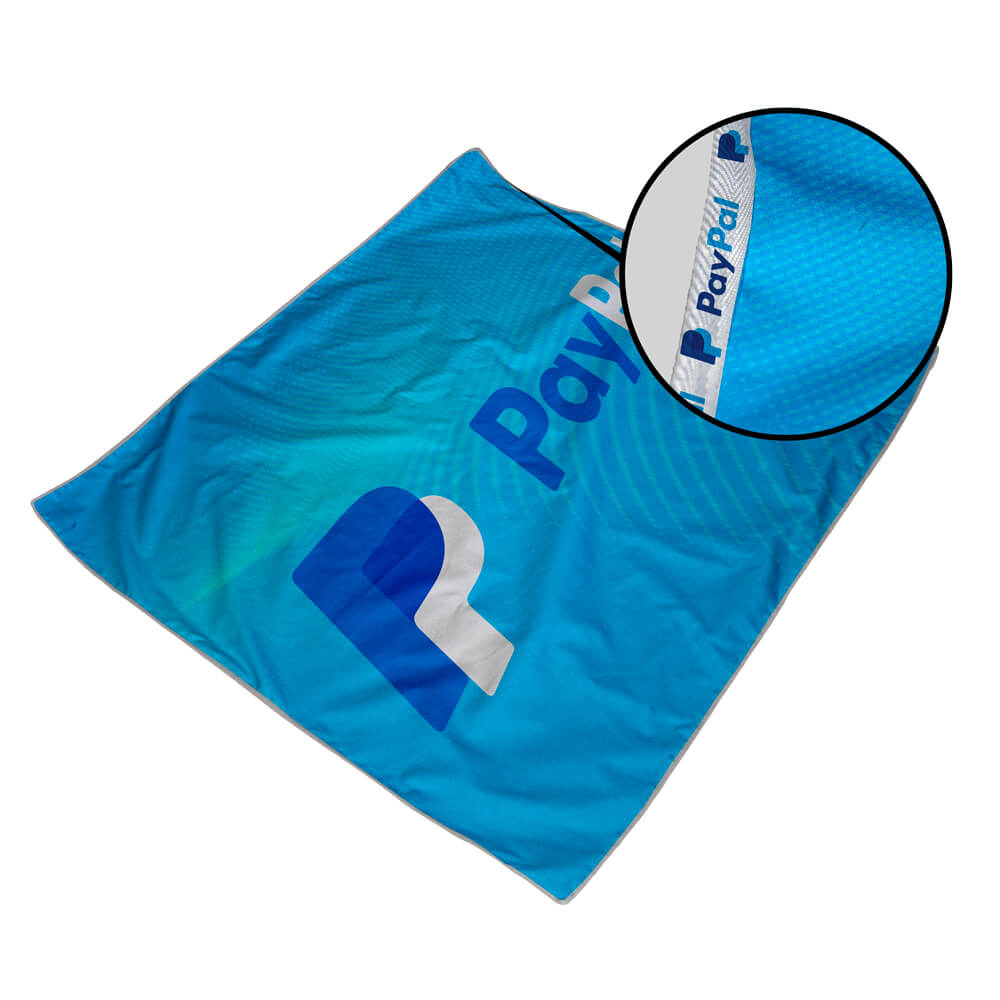 Lance Rose Quick Drying Picnic Blanket With Waterproof Backing S/S Print Binded With Personalised Branded Petersham Webbing