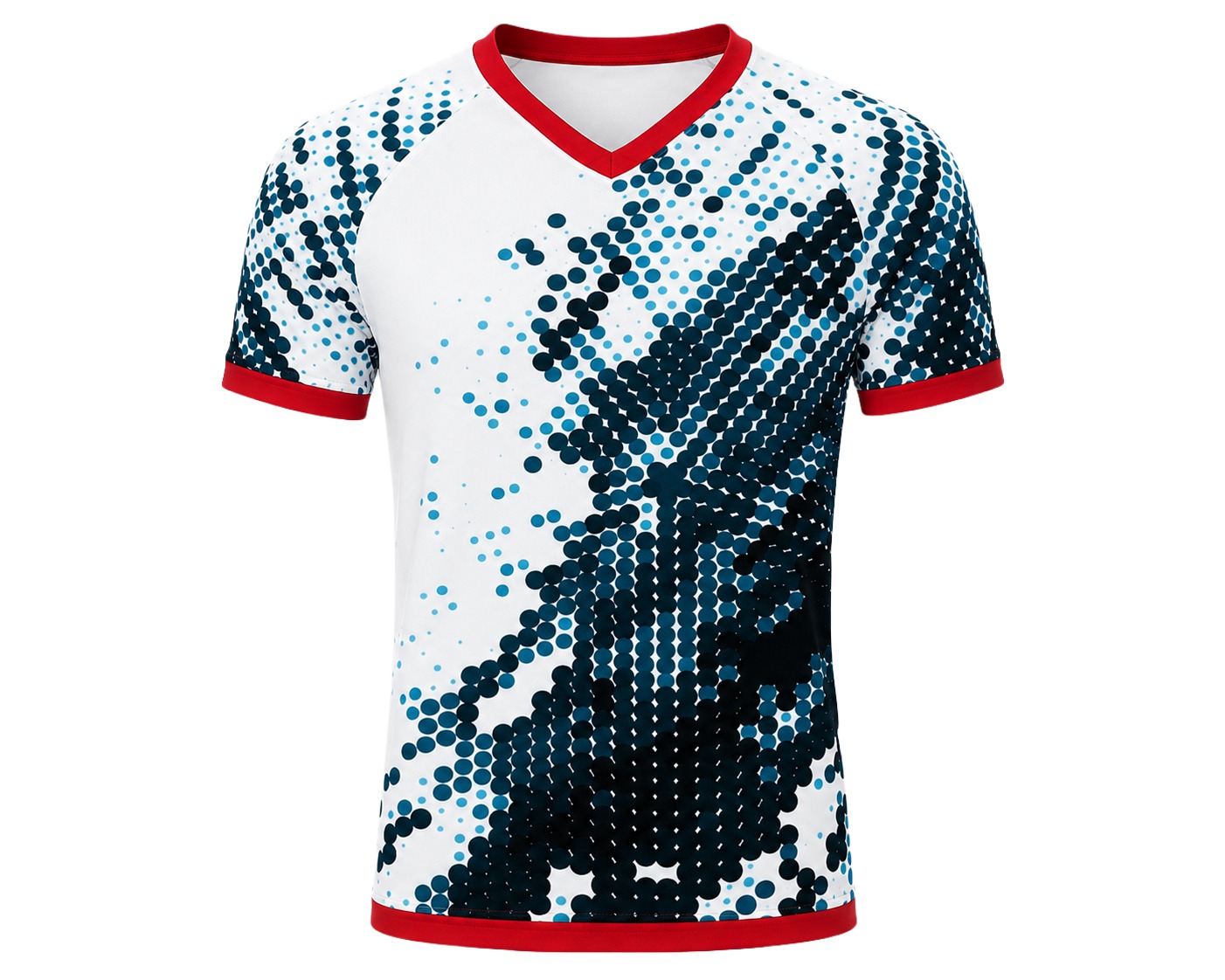Dye Sub Men's Ringer V-Neck T-shirt, Raglan Short Sleeve, Drop Needle