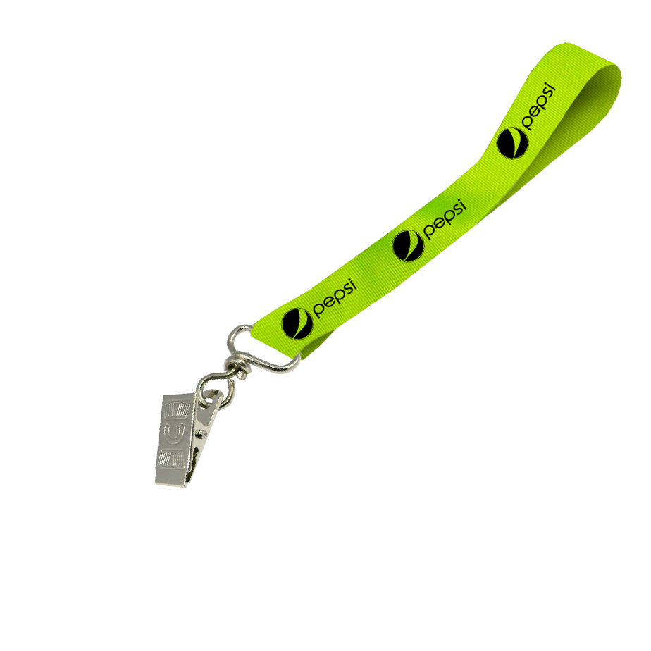 Hi-Viz Wrist Phone Strap Black Sublimation Print S/Sided with Crocodile Clip