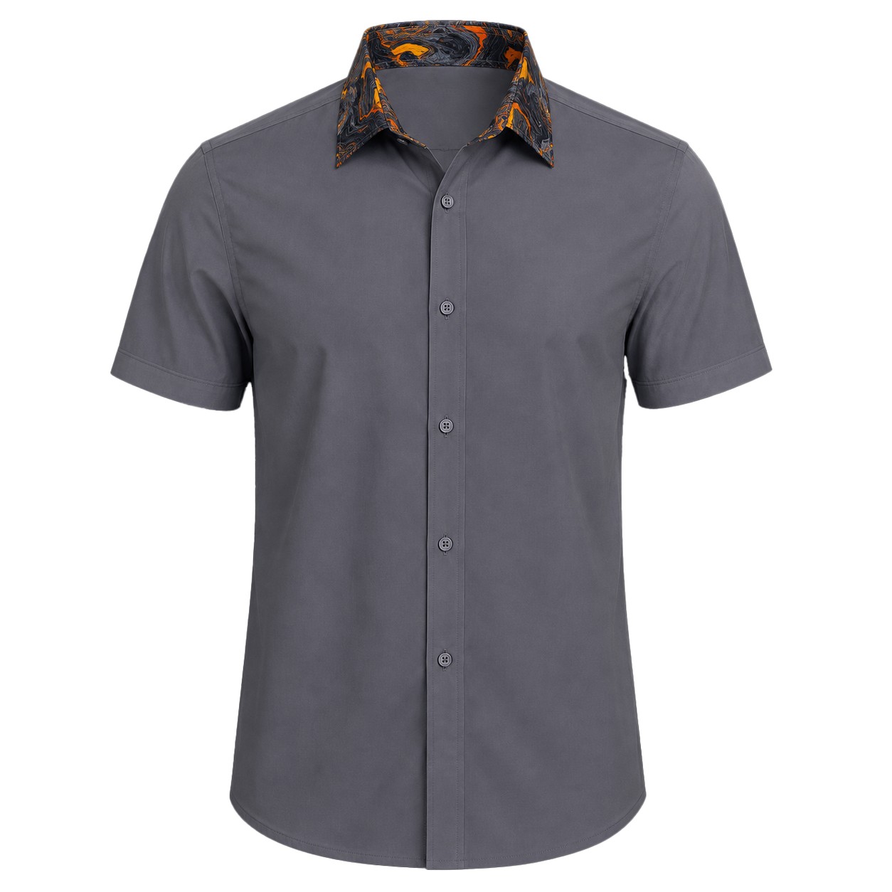 Men's Lounge Shirt, Sublimated Collar, Short Sleeve, Poly Cotton 110g