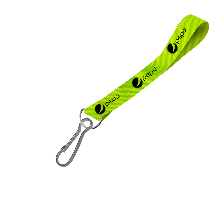 Hi-Viz Wrist Phone Strap Black Sublimation Print S/Sided with Swivel Hook