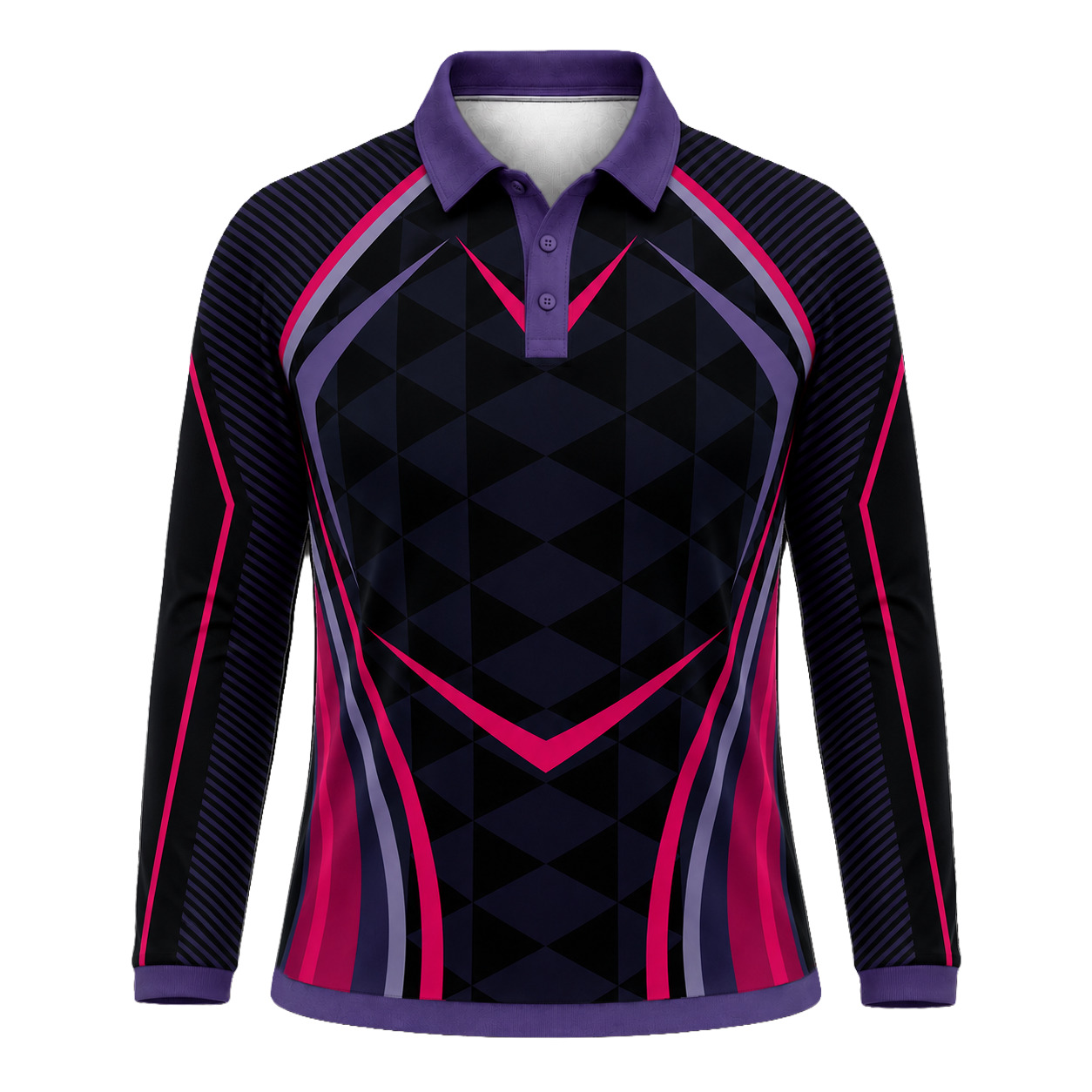 Dye Sub Ladies Ringer Golf Shirt, Raglan Long Sleeve, Reverse Birdseye
