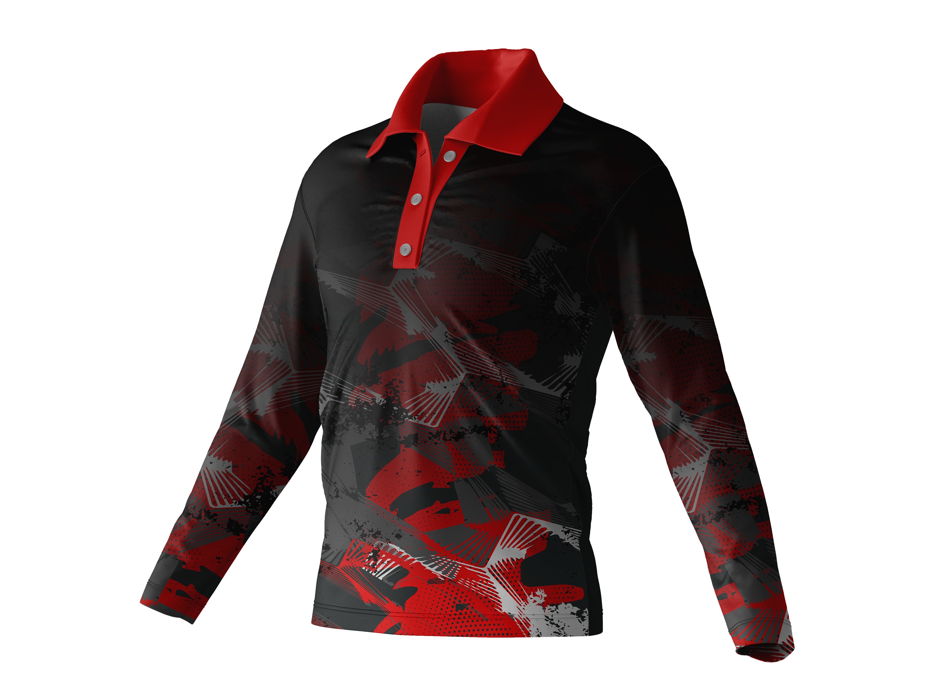 Dye Sub Kid's Golf Shirt, Fitted Long Sleeve, Birdseye