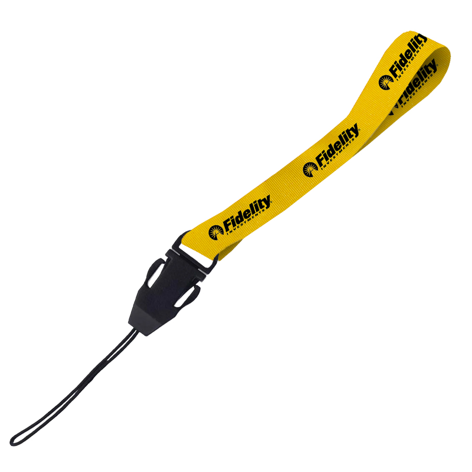Hi-Viz Wrist Phone Strap Black Sublimation Print D/Sided with Cellphone Clip