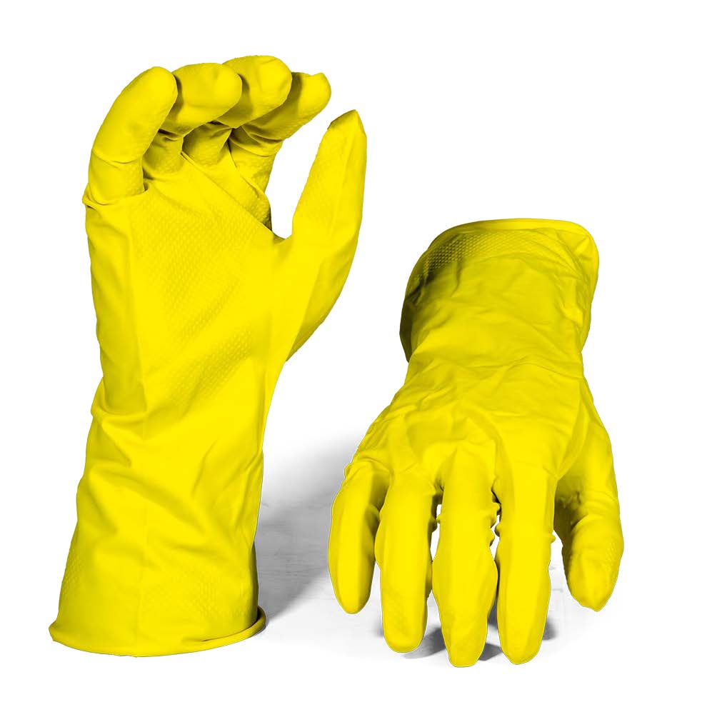 Yellow Household Glove Flock Liner L - Pack Of 12 Pairs