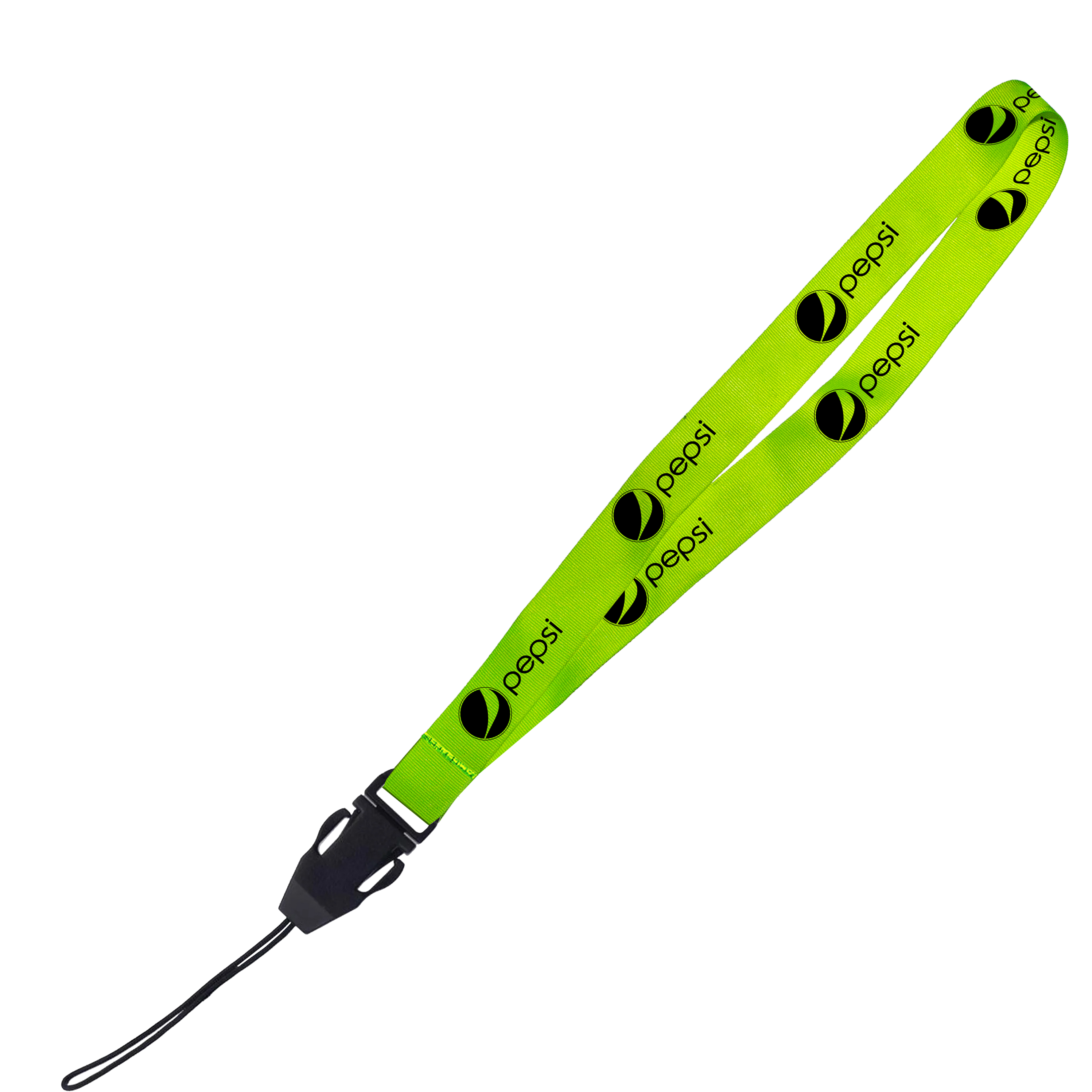 Hi-Viz Lanyard Black Sublimation Print D/Sided with Cellphone Clip