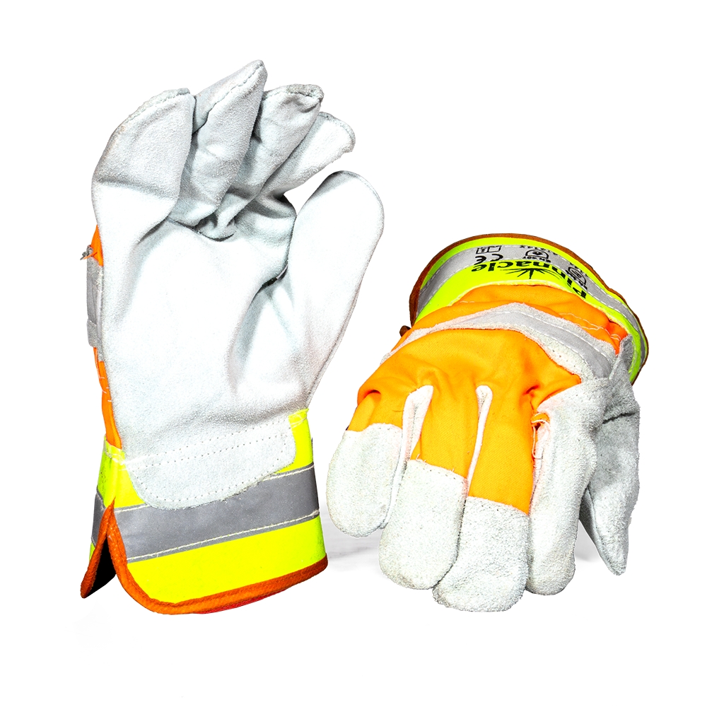 Hi Viz Chrome Leather Glove W/Reflect - Pack Of 12 Pairs