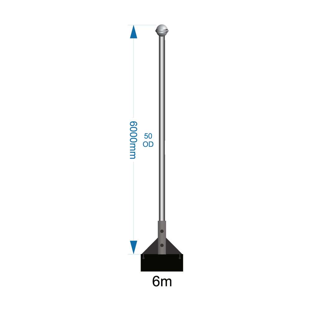 Ground Mounted Flagpole 6m - including installation (one unit)