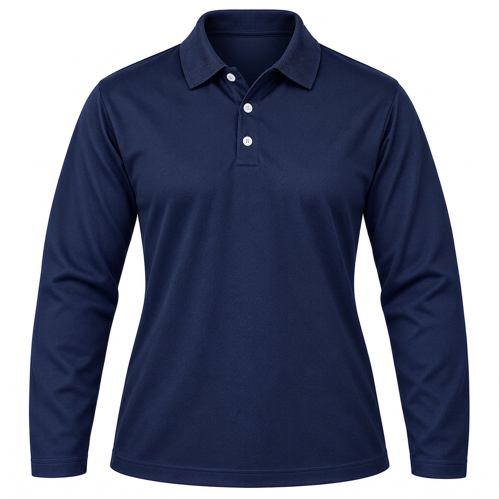 Ladies Yale Golf Shirt, Fitted Long Sleeve, 160g Cotton, Knitted Collar
