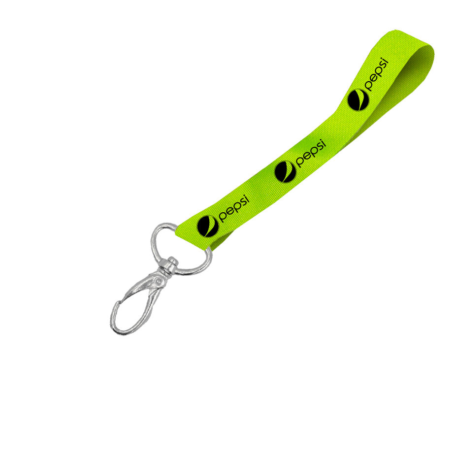 Hi-Viz Wrist Phone Strap Black Sublimation Print S/Sided with Lobster Clip