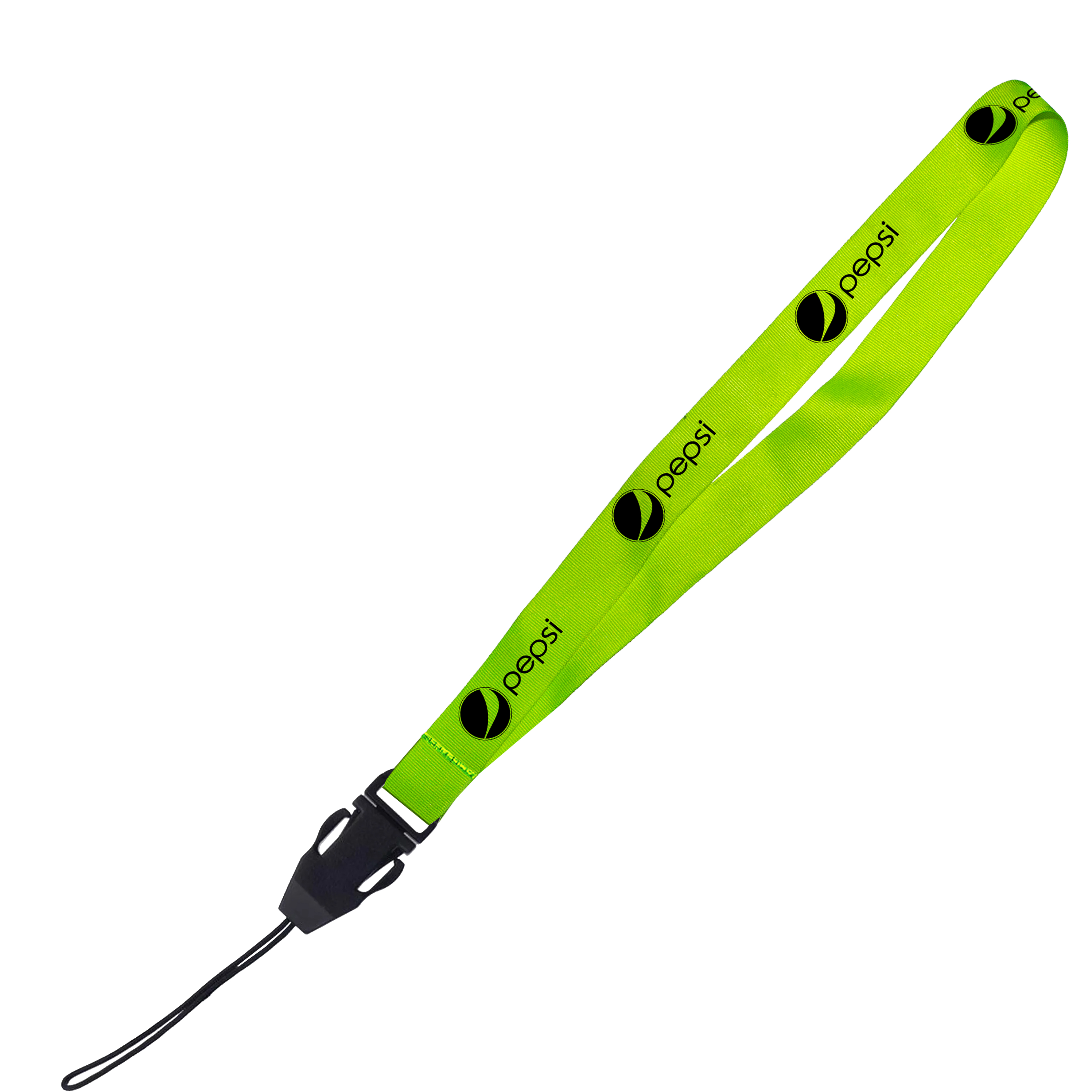Hi-Viz Lanyard Black Sublimation Print S/Sided with Cellphone Clip