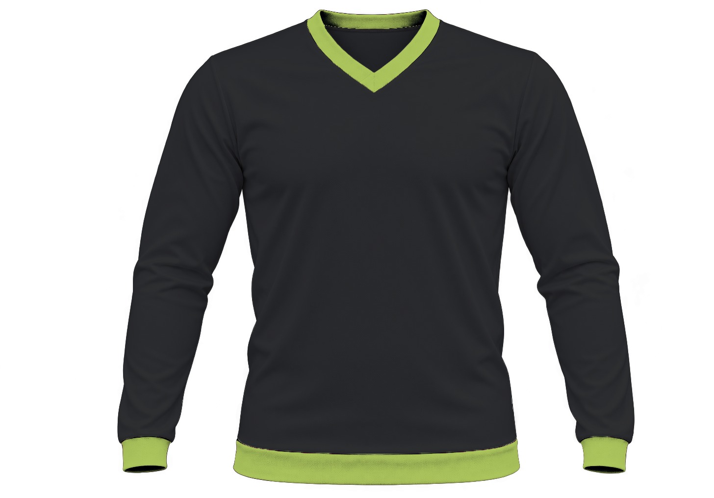 Ringer Ladies V-Neck T-shirt, Fitted Long Sleeve, Reverse Birdseye