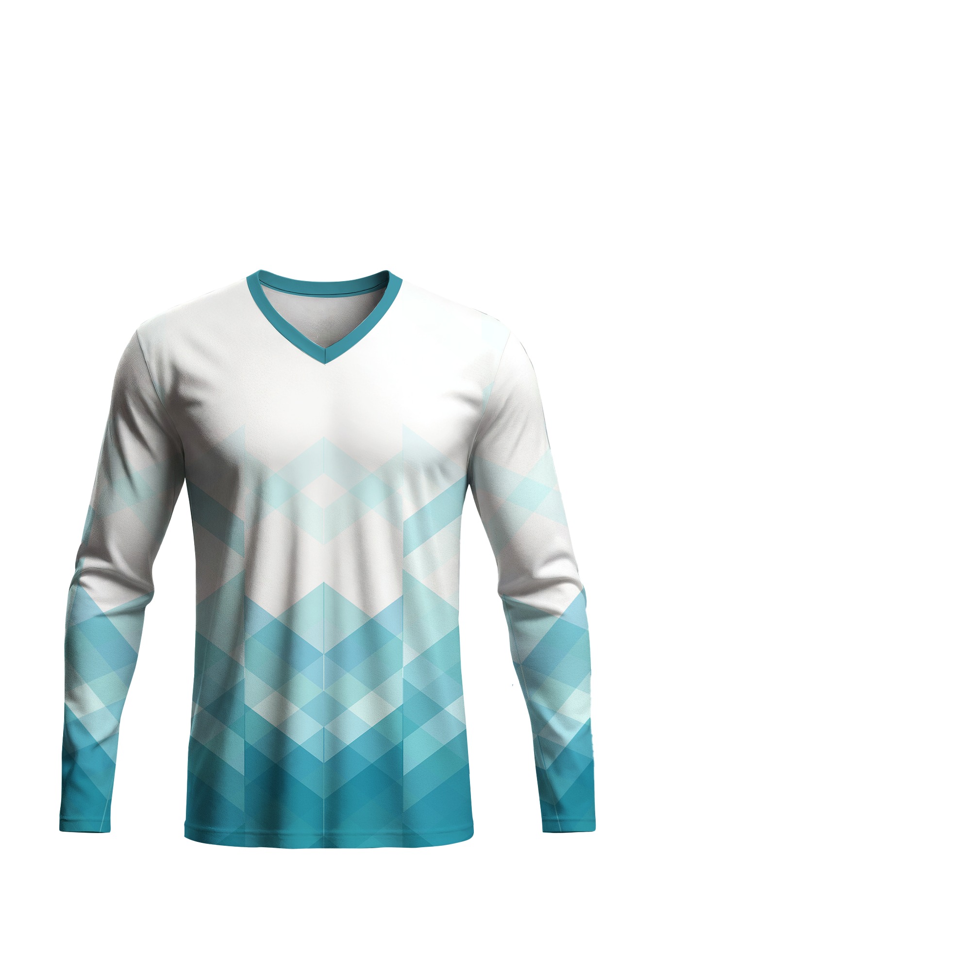 Dye Sub Kid's V-Neck T-shirt, Fitted Long Sleeve, Birdseye