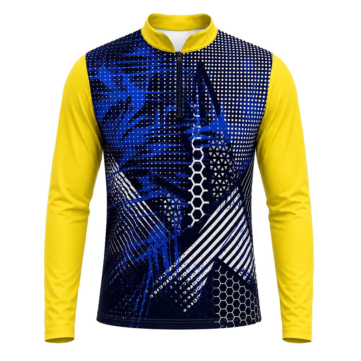 Dye Sub Men's Mandarin Collar 1/4 Zip Shirt, Fitted Long Sleeve, Sport Tec