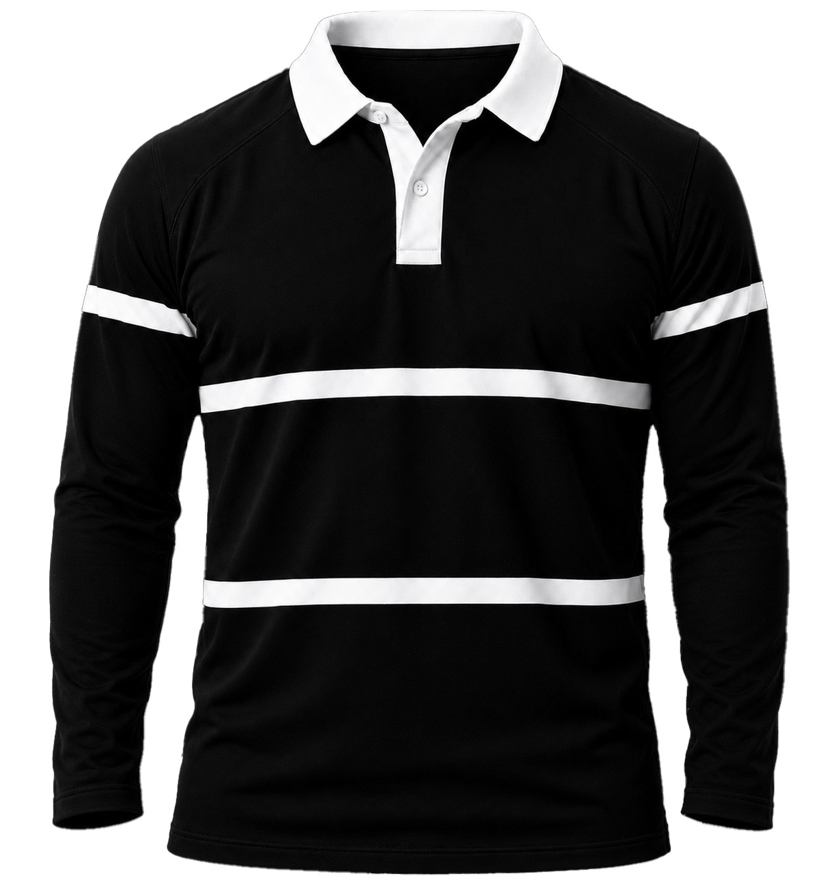+27 Unisex Rugby Jersey, Double Stripe Long Sleeve, Cotton Fleece