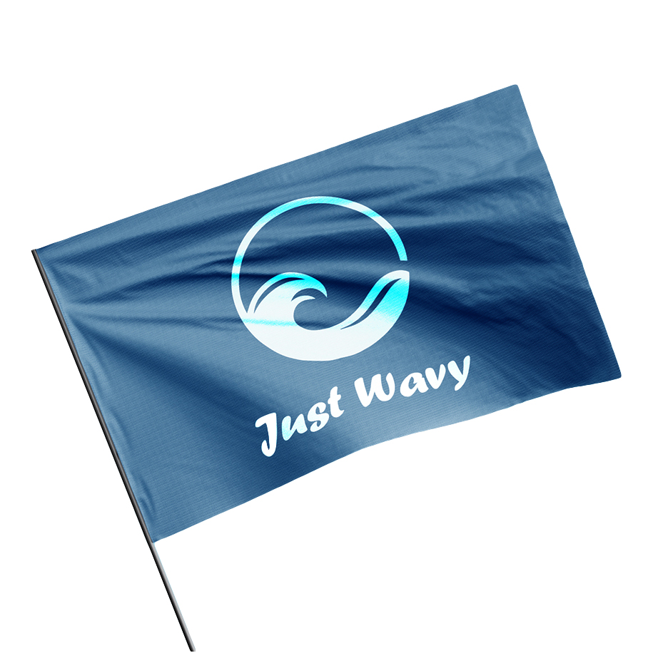 Waving flag 750mm x 500mm, Single Sided, (MOQ 25)