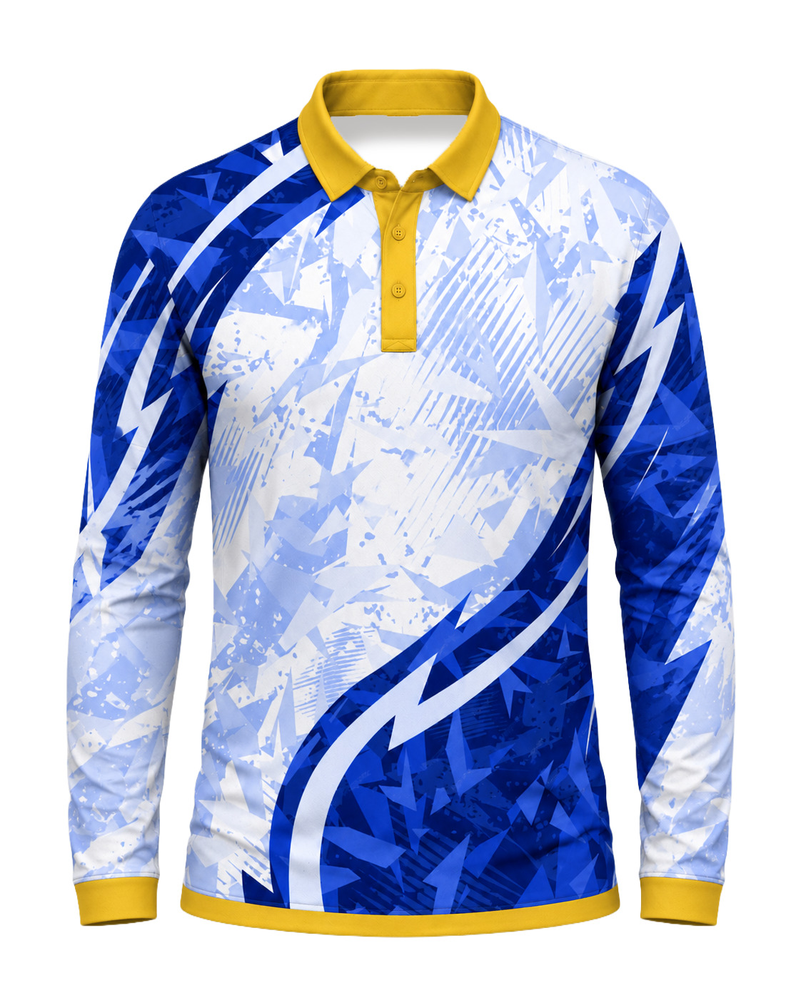 Dye Sub Men's Ringer Golf Shirt, Fitted Long Sleeve, Reverse Birdseye