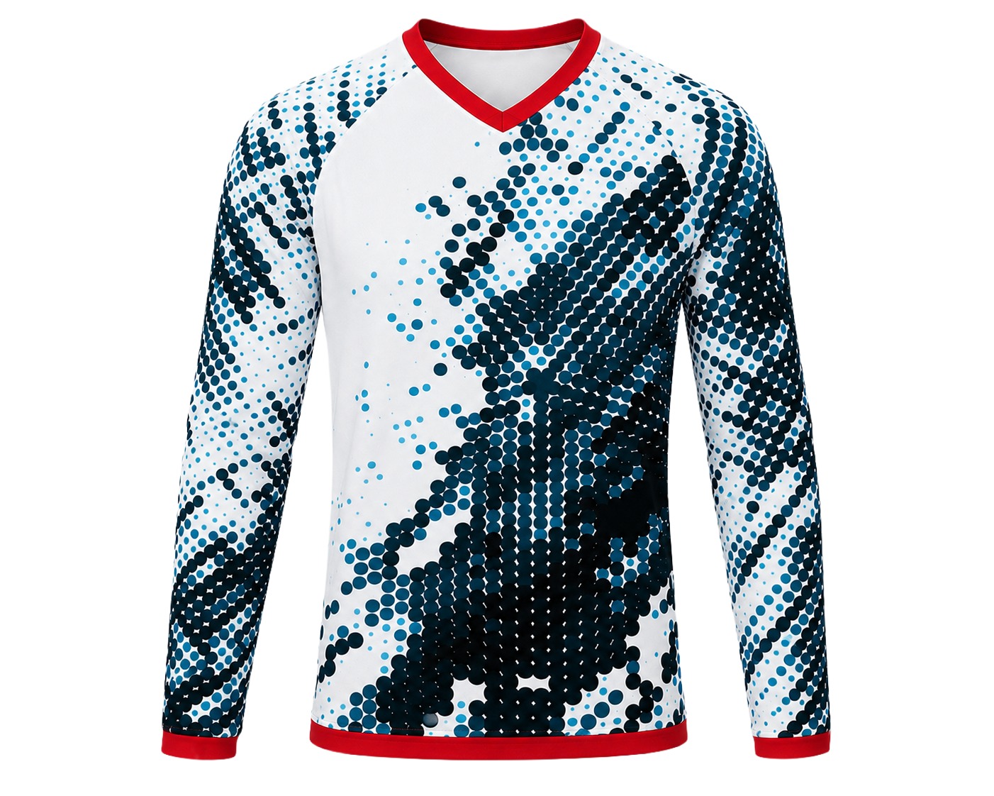 Dye Sub Men's Ringer V-Neck T-shirt, Raglan Long Sleeve, Reverse Birdseye