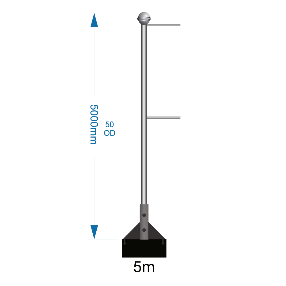 Bannerpole Roof 5m - 2 arm - Supply Only