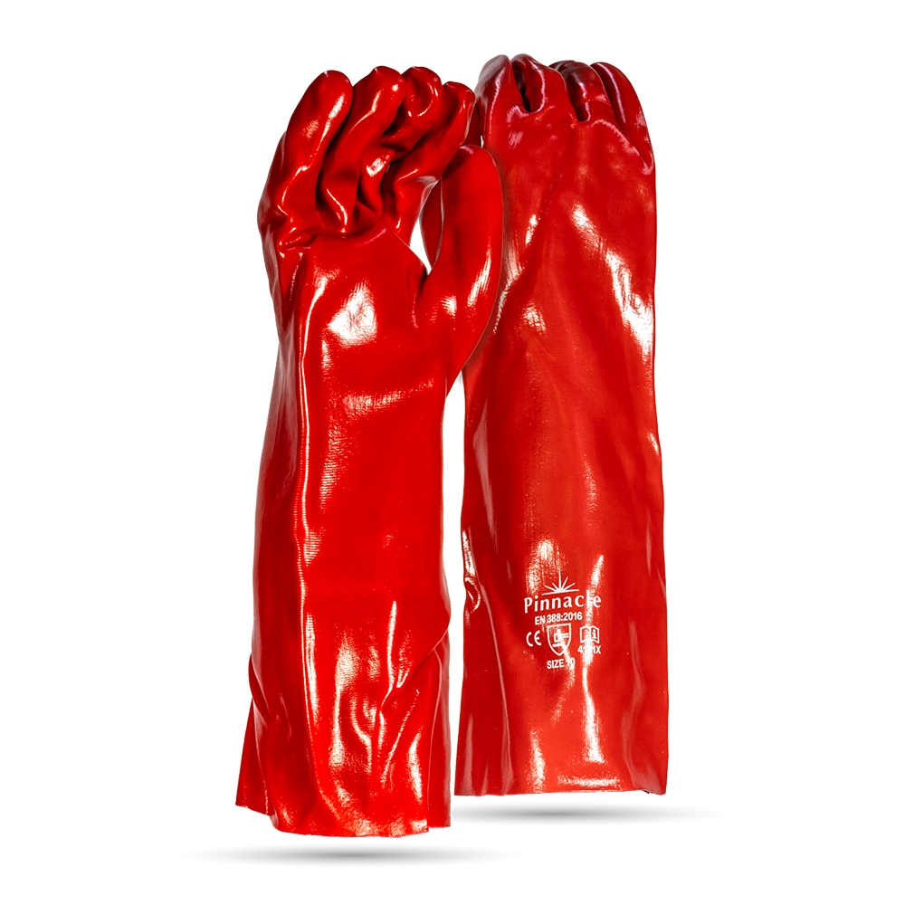 PVC Red Open Cuff Glove 40cm - Pack Of 12 Pairs