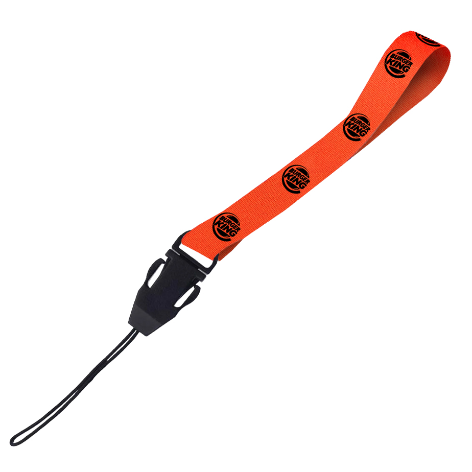 Hi-Viz Wrist Phone Strap Black Sublimation Print S/Sided with Cellphone Clip