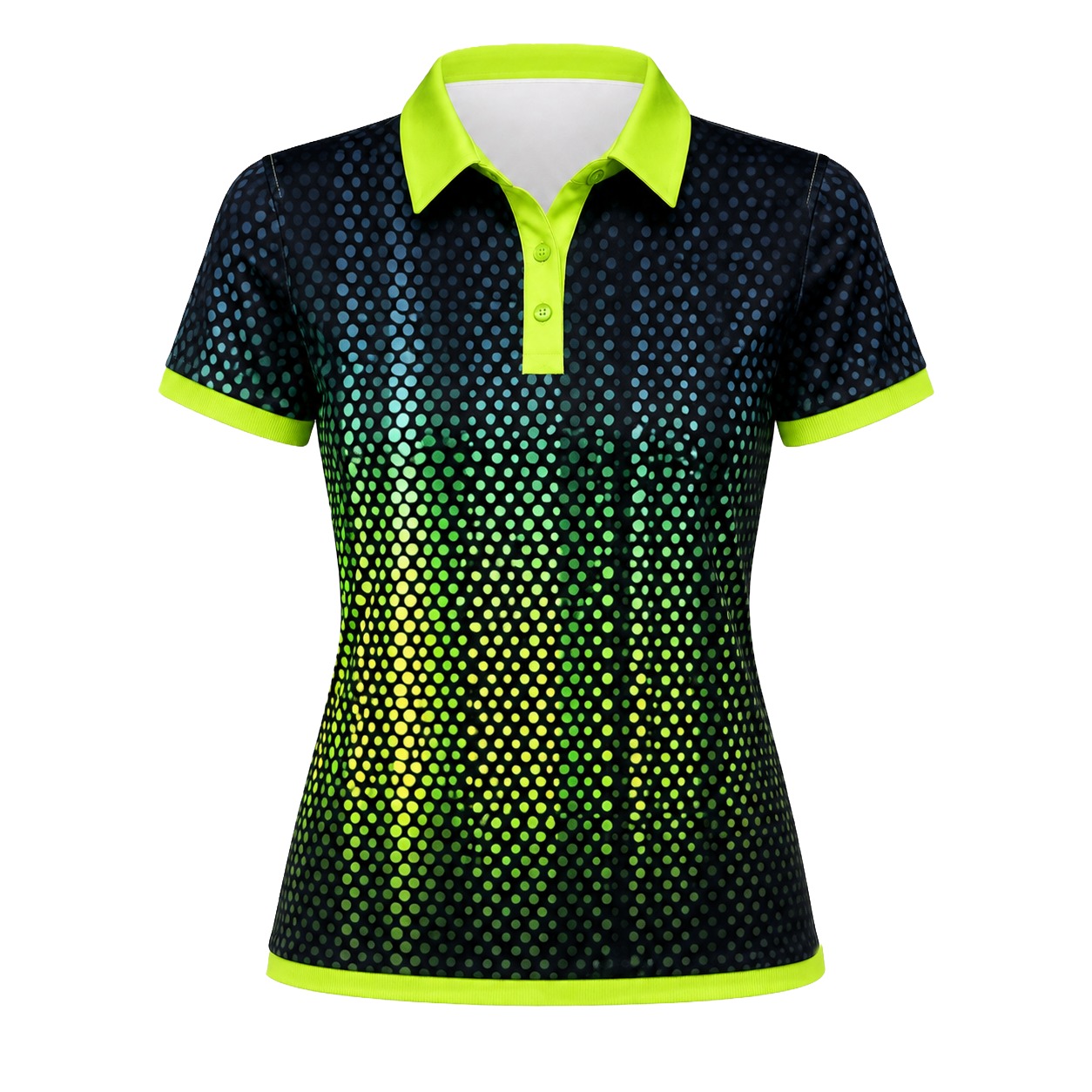 Dye Sub Ladies Ringer Golf Shirt, Fitted Short Sleeve, Sport Tec