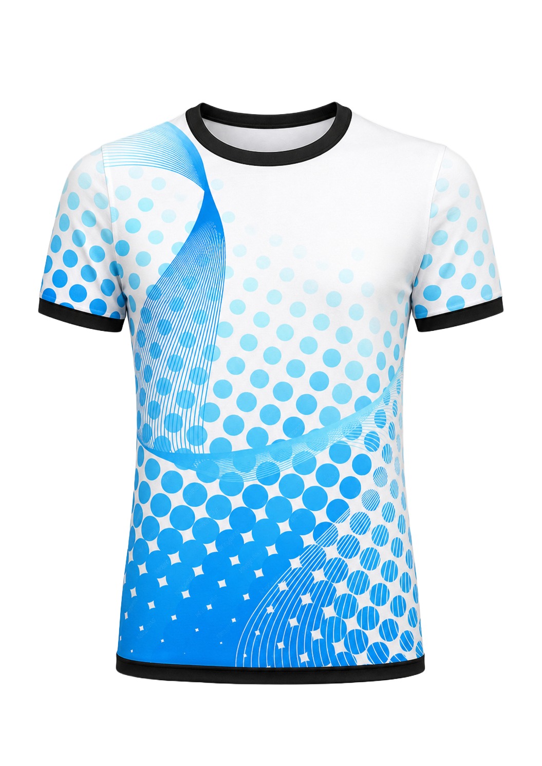 Dye Sub Men's Ringer Crew Neck T-shirt, Fitted Short Sleeve, Reverse Birdseye