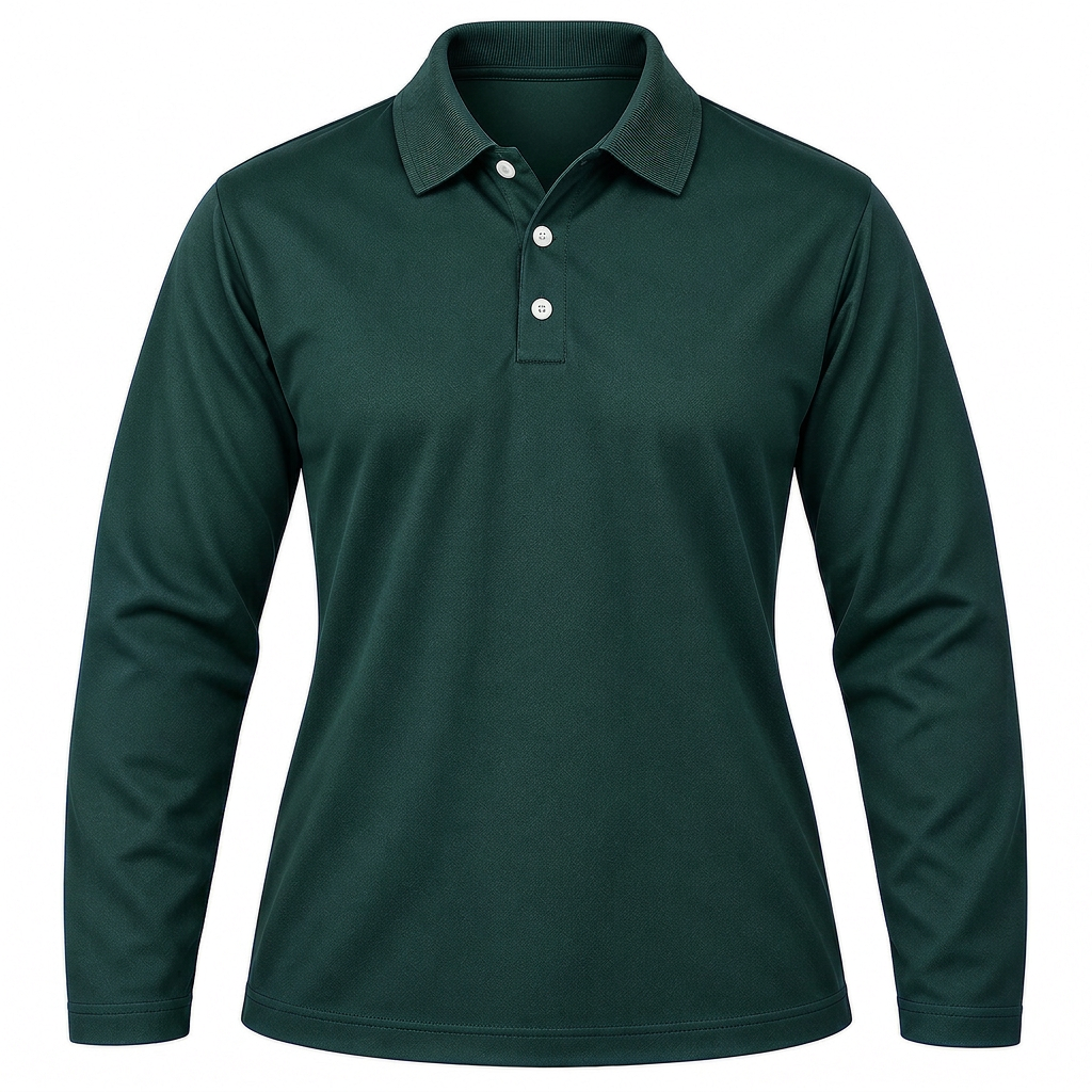 Ladies Harvard Golf Shirt, Fitted Long Sleeve, 180g Cotton, Knitted Collar