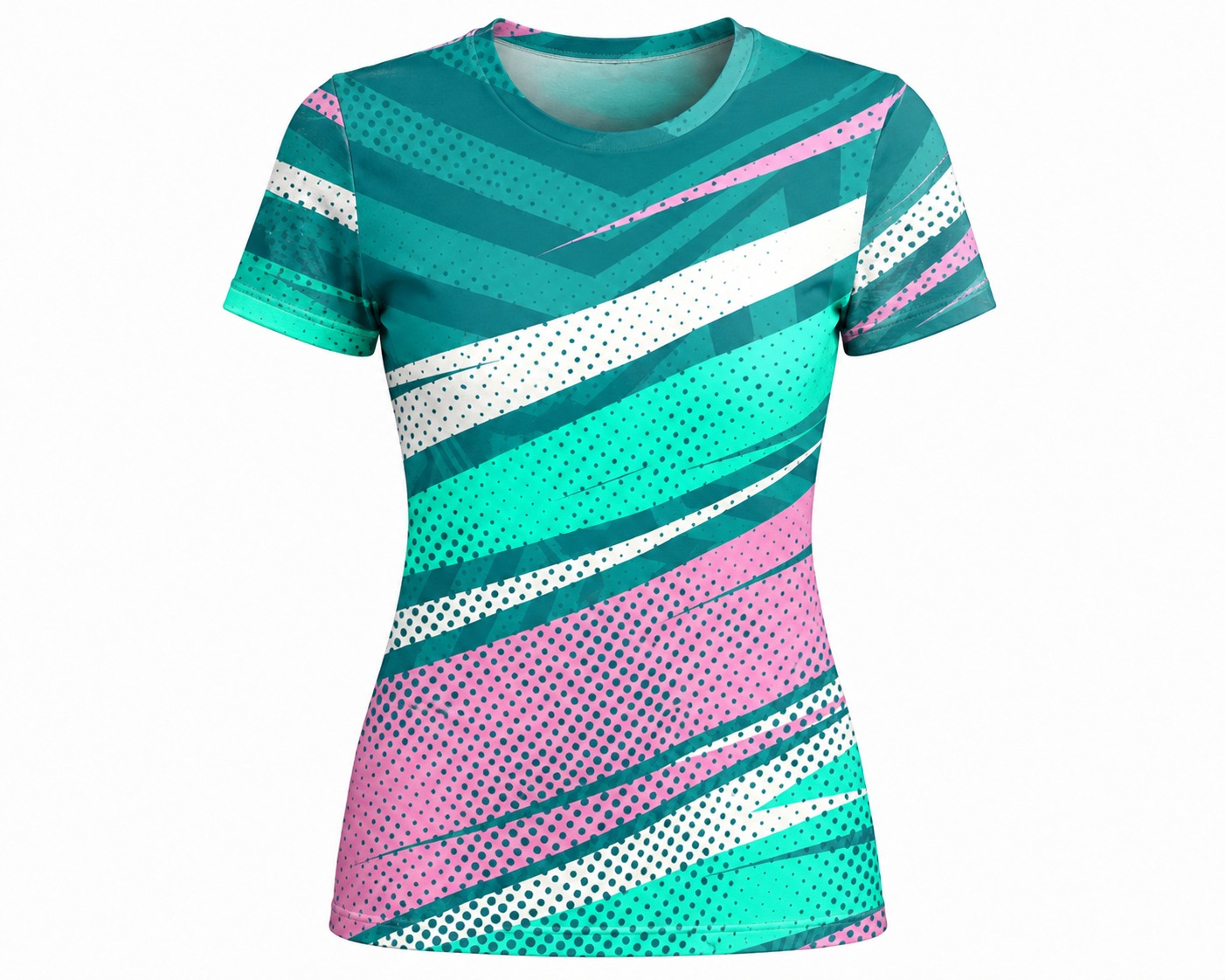 Dye Sub Ladies Crew Neck T-shirt, Fitted Short Sleeve, Drop Needle