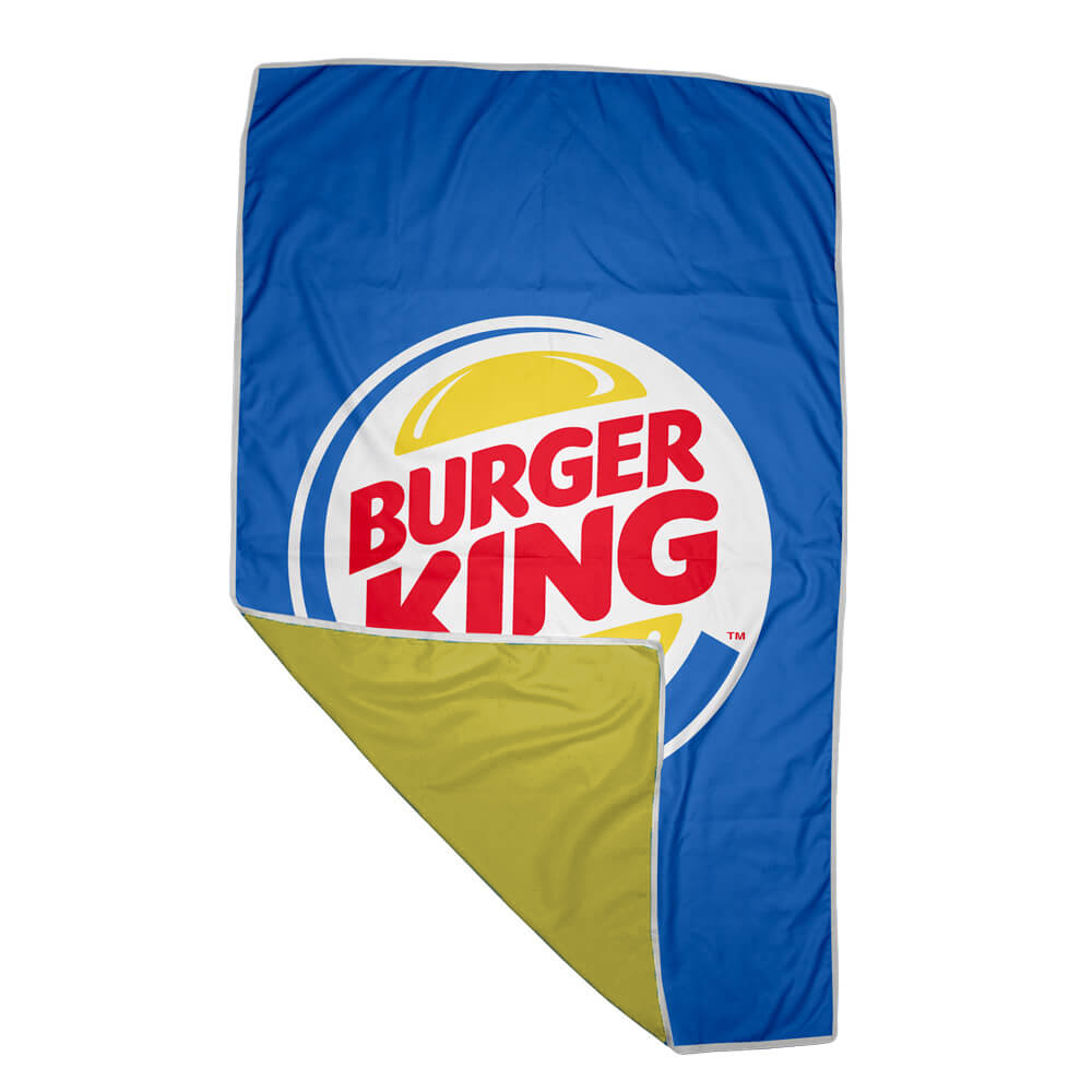 Blue Lily Quick Drying Extra Large Beach Towel D/S Print Binded With Petersham Webbing