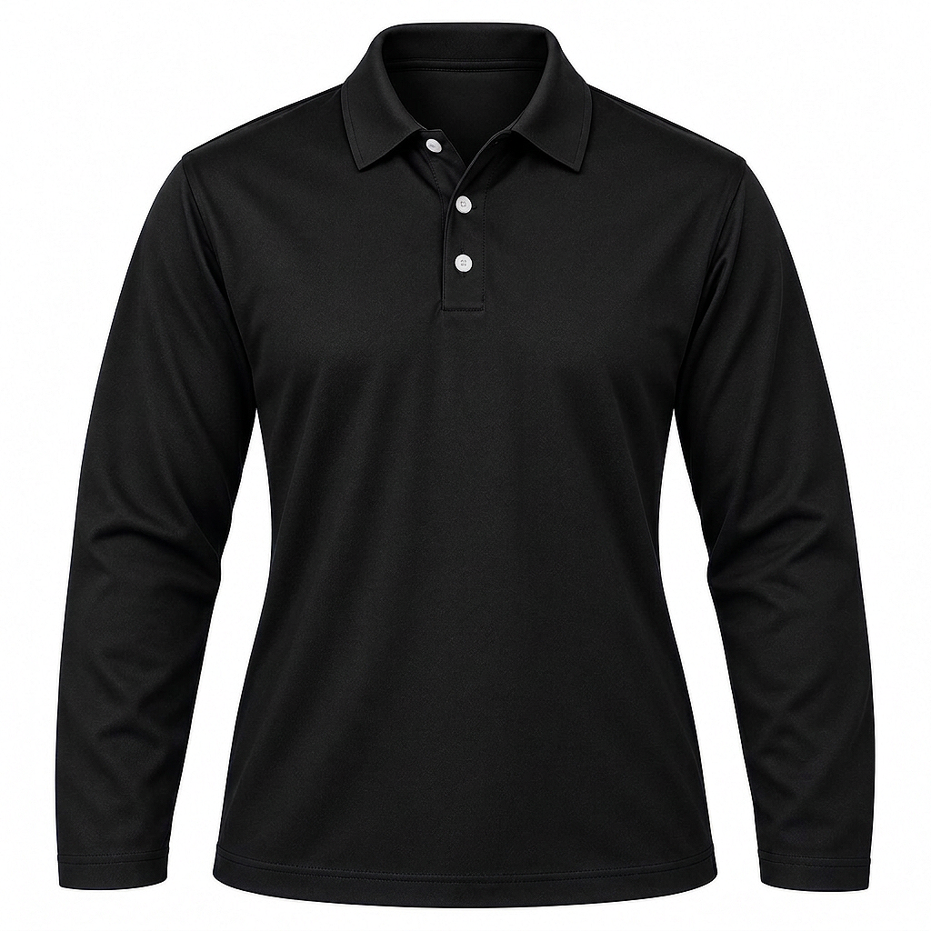 Ladies Stanford Golf Shirt, Fitted Long Sleeve, 180g Cotton, Self-Fabric Collar